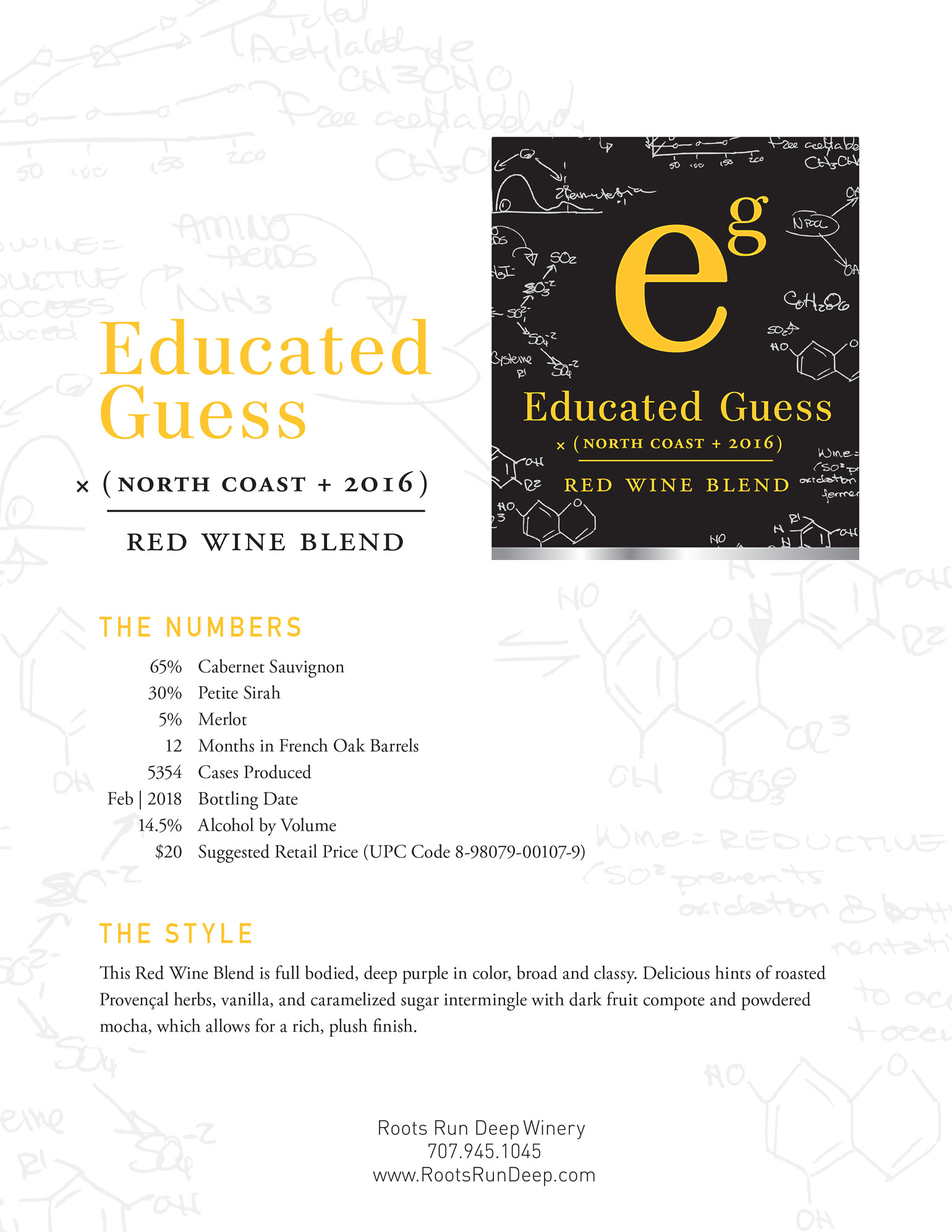 Educated Guess - 2916 North Coast Red Blend tech sheet